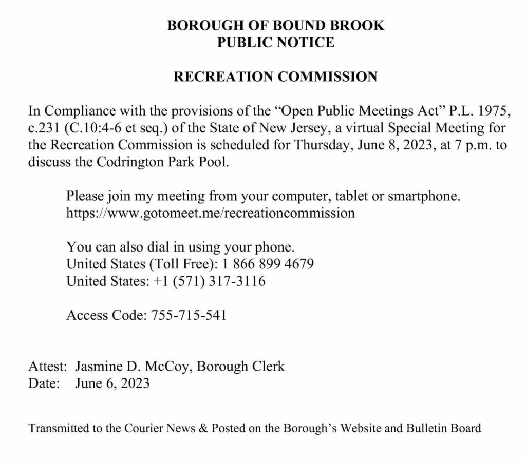 Special Meeting - Recreation Commission